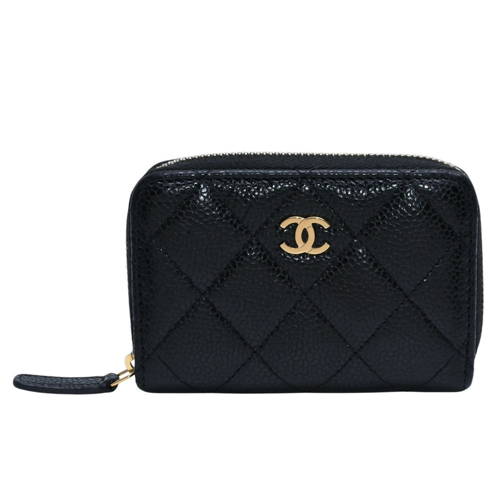 極美品 CHANEL シャネル マトラッセ コインケース AP0216 キャビアスキン コインケース ブラック ゴールド金具 美品 中古 4a003000