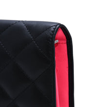 画像をギャラリービューアに読み込む, 極美品 CHANEL シャネル カンボンライン 長財布 ラムスキン ココマーク ブラック ピンク ホワイト 10番台 二つ折り レザー 中古 4a003022