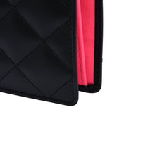 画像をギャラリービューアに読み込む, 極美品 CHANEL シャネル カンボンライン 長財布 ラムスキン ココマーク ブラック ピンク ホワイト 10番台 二つ折り レザー 中古 4a003022