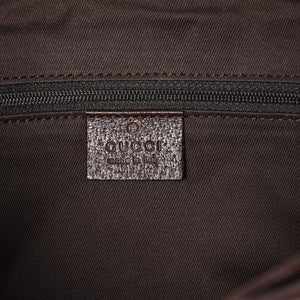 極美品 GUCCI グッチ GGキャンバス トートバッグ 113019 ベージュ ブラウン レザー シルバー金具 イタリア製 中古 4a003030