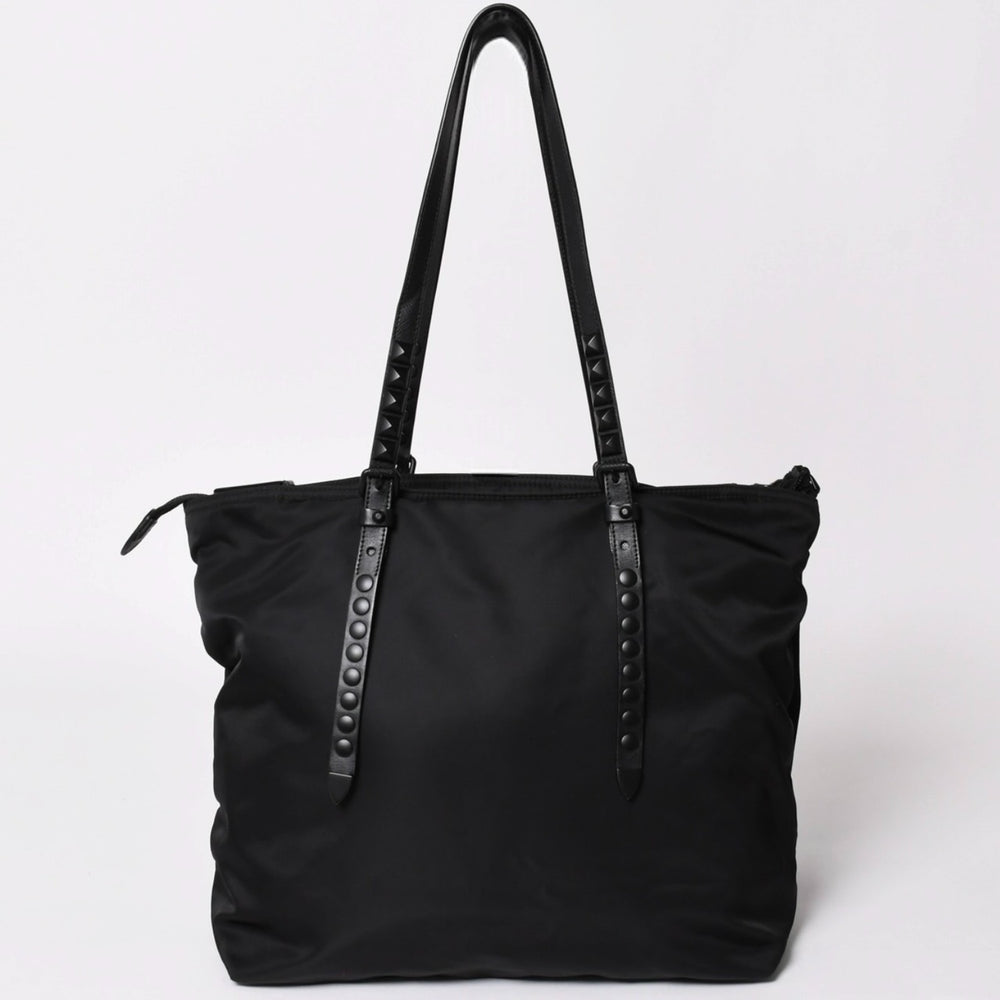 極美品 PRADA プラダ ナイロン ショルダーバッグ ブラック スタッズ 2WAY マットブラック 1BG212 中古 4a002425