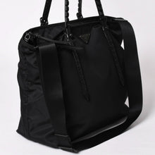 Load image into Gallery viewer, 極美品 PRADA プラダ ナイロン ショルダーバッグ ブラック スタッズ 2WAY マットブラック 1BG212 中古 4a002425