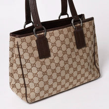 画像をギャラリービューアに読み込む, 極美品 GUCCI グッチ GGキャンバス トートバッグ 113019 ベージュ ブラウン レザー シルバー金具 イタリア製 中古 4a003030