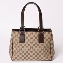 画像をギャラリービューアに読み込む, 極美品 GUCCI グッチ GGキャンバス トートバッグ 113019 ベージュ ブラウン レザー シルバー金具 イタリア製 中古 4a003030