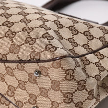 画像をギャラリービューアに読み込む, 極美品 GUCCI グッチ GGキャンバス トートバッグ 113019 ベージュ ブラウン レザー シルバー金具 イタリア製 中古 4a003030