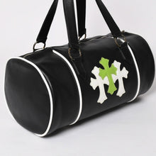 Load image into Gallery viewer, 極美品 CHROME HEARTS クロムハーツ DUFFLE BAG MINI ダッフルバッグ ハンドバッグ セメタリークロスパッチ ブラック グリーン レザー 中古 4a002898