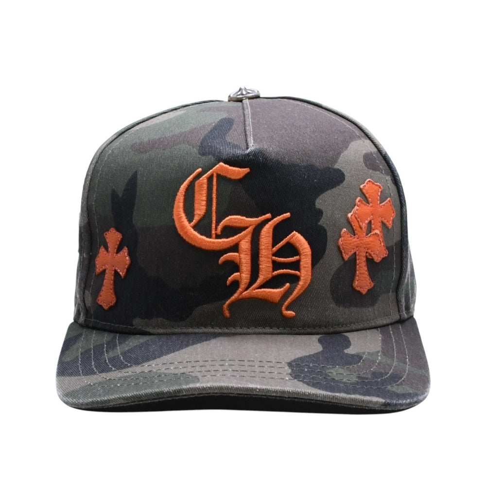 極美品 CHROME HEARTS クロムハーツ CHロゴ クロスパッチ 迷彩 カモ オレンジ キャップ シルバー金具 中古 4a003060