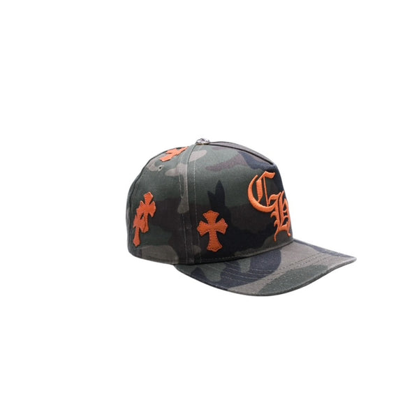 極美品 CHROME HEARTS クロムハーツ CHロゴ クロスパッチ 迷彩 カモ オレンジ キャップ シルバー金具 中古 4a003060