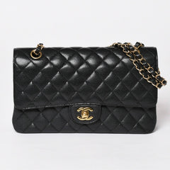 極美品 CHANEL シャネル マトラッセ25 Wフラップ Wチェーンショルダーバッグ 19番台 キャビアスキン ゴールド金具 中古 4a003072