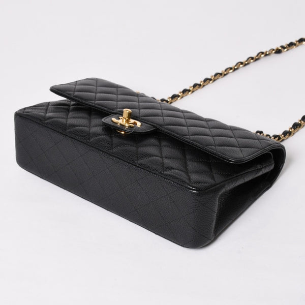 極美品 CHANEL シャネル マトラッセ25 Wフラップ Wチェーンショルダーバッグ 19番台 キャビアスキン ゴールド金具 中古 4a003072