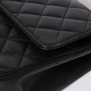 極美品 CHANEL シャネル マトラッセ25 Wフラップ Wチェーンショルダーバッグ 19番台 キャビアスキン ゴールド金具 中古 4a003072