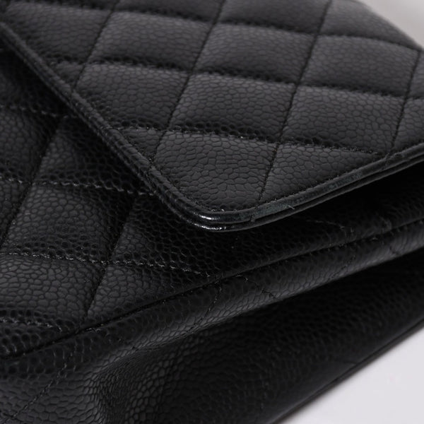 極美品 CHANEL シャネル マトラッセ25 Wフラップ Wチェーンショルダーバッグ 19番台 キャビアスキン ゴールド金具 中古 4a003072
