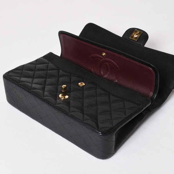極美品 CHANEL シャネル マトラッセ25 Wフラップ Wチェーンショルダーバッグ 19番台 キャビアスキン ゴールド金具 中古 4a003072