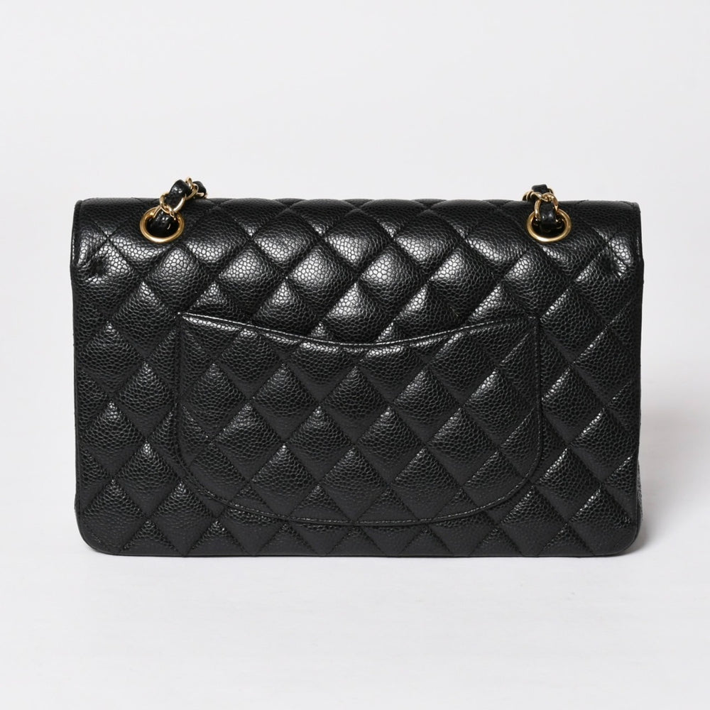 極美品 CHANEL シャネル マトラッセ25 Wフラップ Wチェーンショルダーバッグ 19番台 キャビアスキン ゴールド金具 中古 4a003072