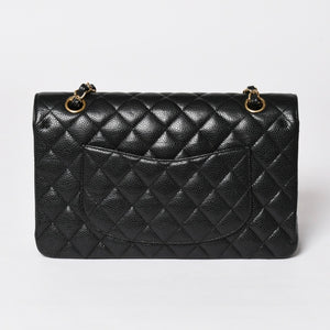 極美品 CHANEL シャネル マトラッセ25 Wフラップ Wチェーンショルダーバッグ 19番台 キャビアスキン ゴールド金具 中古 4a003072