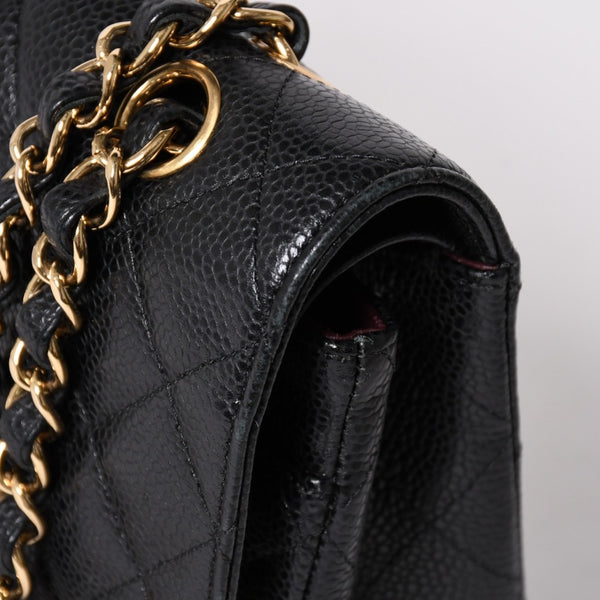 極美品 CHANEL シャネル マトラッセ25 Wフラップ Wチェーンショルダーバッグ 19番台 キャビアスキン ゴールド金具 中古 4a003072