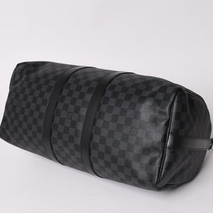 新品同様 LOUIS VUITTON ルイヴィトン ボストン キーポルバンドリエール45 ダミエグラフィット N41418 ブラック シルバー金具 4a003079