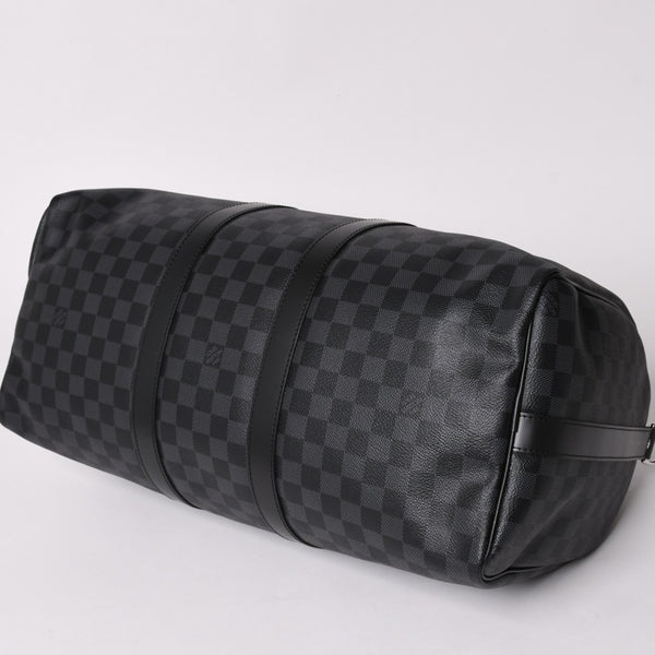 新品同様 LOUIS VUITTON ルイヴィトン ボストン キーポルバンドリエール45 ダミエグラフィット N41418 ブラック シルバー金具 4a003079