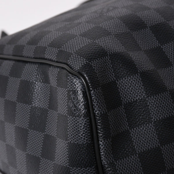新品同様 LOUIS VUITTON ルイヴィトン ボストン キーポルバンドリエール45 ダミエグラフィット N41418 ブラック シルバー金具 4a003079