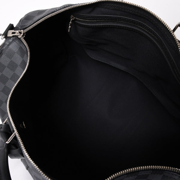 新品同様 LOUIS VUITTON ルイヴィトン ボストン キーポルバンドリエール45 ダミエグラフィット N41418 ブラック シルバー金具 4a003079