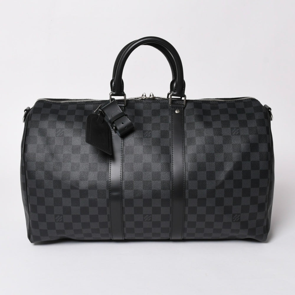 新品同様 LOUIS VUITTON ルイヴィトン ボストン キーポルバンドリエール45 ダミエグラフィット N41418 ブラック シルバー金具 4a003079