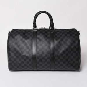 新品同様 LOUIS VUITTON ルイヴィトン ボストン キーポルバンドリエール45 ダミエグラフィット N41418 ブラック シルバー金具 4a003079
