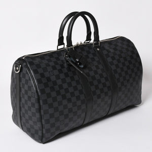 新品同様 LOUIS VUITTON ルイヴィトン ボストン キーポルバンドリエール45 ダミエグラフィット N41418 ブラック シルバー金具 4a003079