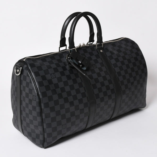 新品同様 LOUIS VUITTON ルイヴィトン ボストン キーポルバンドリエール45 ダミエグラフィット N41418 ブラック シルバー金具 4a003079