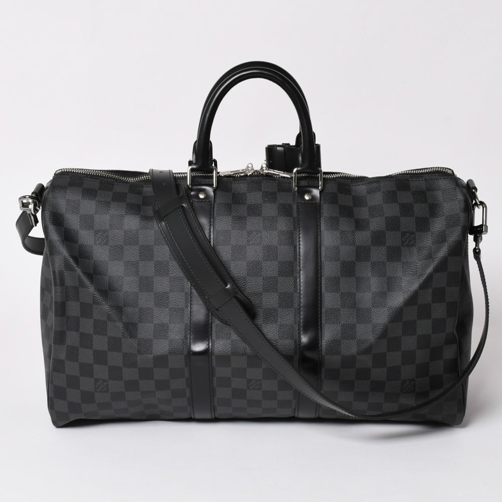 新品同様 LOUIS VUITTON ルイヴィトン ボストン キーポルバンドリエール45 ダミエグラフィット N41418 ブラック シルバー金具 4a003077