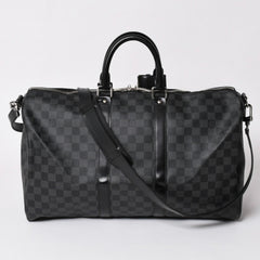 新品同様 LOUIS VUITTON ルイヴィトン ボストン キーポルバンドリエール45 ダミエグラフィット N41418 ブラック シルバー金具 4a003077