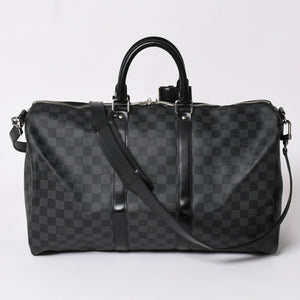 新品同様 LOUIS VUITTON ルイヴィトン ボストン キーポルバンドリエール45 ダミエグラフィット N41418 ブラック シルバー金具 4a003077
