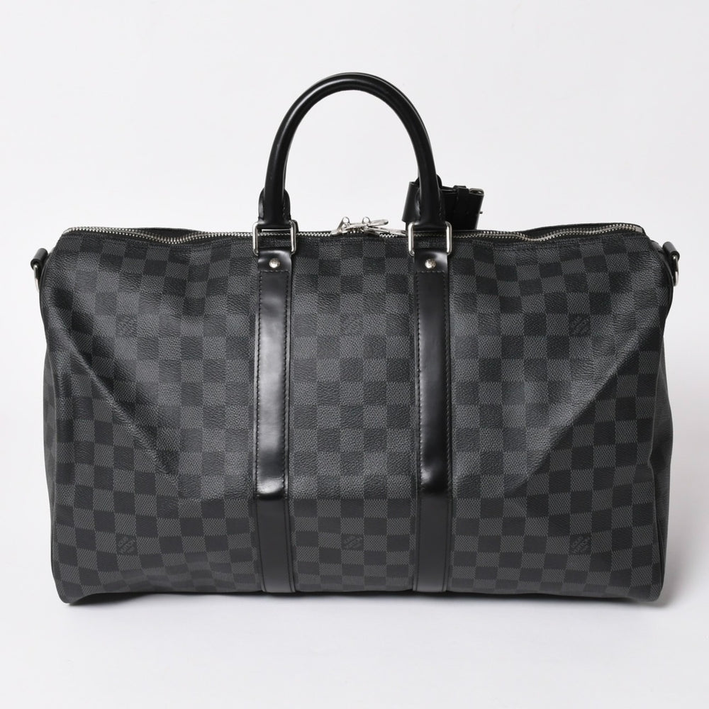 新品同様 LOUIS VUITTON ルイヴィトン ボストン キーポルバンドリエール45 ダミエグラフィット N41418 ブラック シルバー金具 4a003077