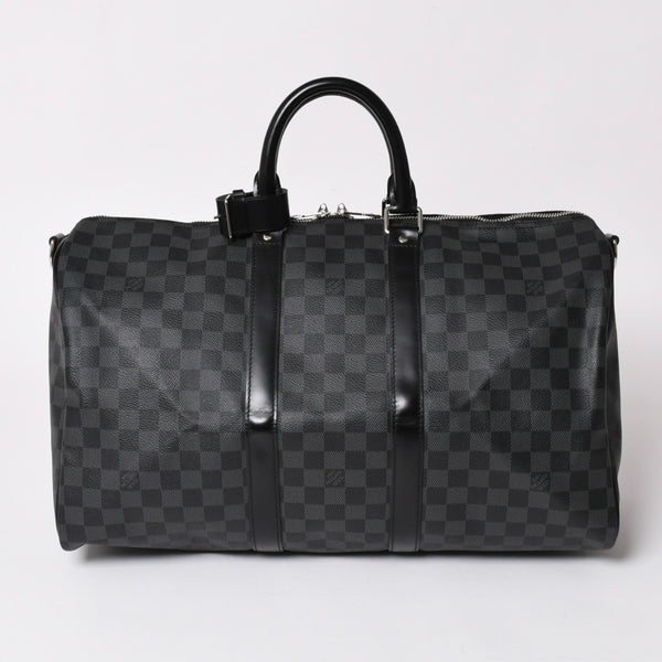 新品同様 LOUIS VUITTON ルイヴィトン ボストン キーポルバンドリエール45 ダミエグラフィット N41418 ブラック シルバー金具 4a003077