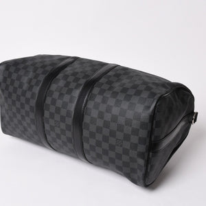 新品同様 LOUIS VUITTON ルイヴィトン ボストン キーポルバンドリエール45 ダミエグラフィット N41418 ブラック シルバー金具 4a003077