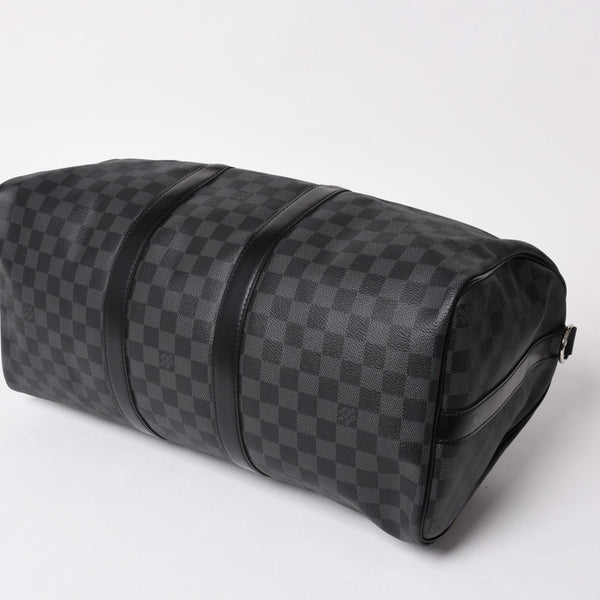 新品同様 LOUIS VUITTON ルイヴィトン ボストン キーポルバンドリエール45 ダミエグラフィット N41418 ブラック シルバー金具 4a003077
