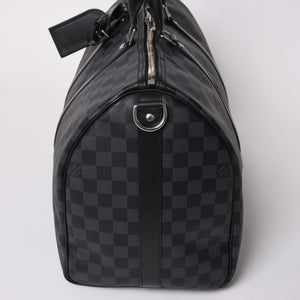 新品同様 LOUIS VUITTON ルイヴィトン ボストン キーポルバンドリエール45 ダミエグラフィット N41418 ブラック シルバー金具 4a003079