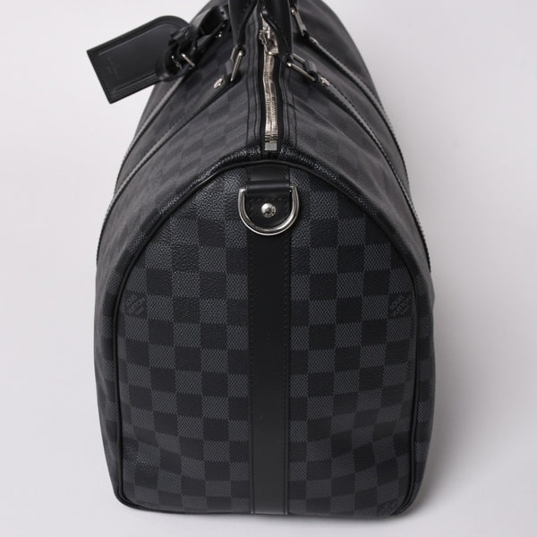 新品同様 LOUIS VUITTON ルイヴィトン ボストン キーポルバンドリエール45 ダミエグラフィット N41418 ブラック シルバー金具 4a003079