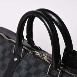 新品同様 LOUIS VUITTON ルイヴィトン ボストン キーポルバンドリエール45 ダミエグラフィット N41418 ブラック シルバー金具 4a003077