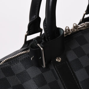 新品同様 LOUIS VUITTON ルイヴィトン ボストン キーポルバンドリエール45 ダミエグラフィット N41418 ブラック シルバー金具 4a003077
