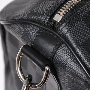 新品同様 LOUIS VUITTON ルイヴィトン ボストン キーポルバンドリエール45 ダミエグラフィット N41418 ブラック シルバー金具 4a003077