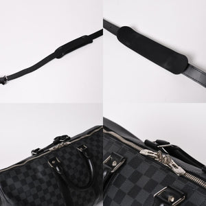 新品同様 LOUIS VUITTON ルイヴィトン ボストン キーポルバンドリエール45 ダミエグラフィット N41418 ブラック シルバー金具 4a003077