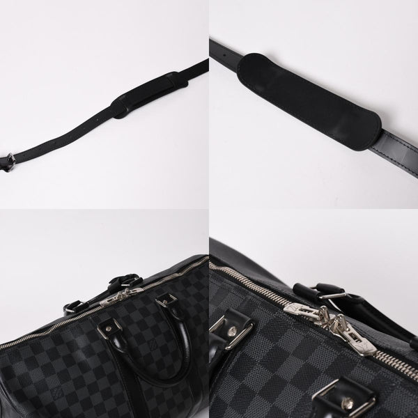 新品同様 LOUIS VUITTON ルイヴィトン ボストン キーポルバンドリエール45 ダミエグラフィット N41418 ブラック シルバー金具 4a003077