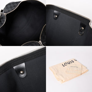 新品同様 LOUIS VUITTON ルイヴィトン ボストン キーポルバンドリエール45 ダミエグラフィット N41418 ブラック シルバー金具 4a003077