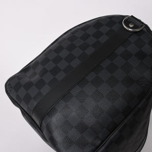 新品同様 LOUIS VUITTON ルイヴィトン ボストン キーポルバンドリエール45 ダミエグラフィット N41418 ブラック シルバー金具 4a003079