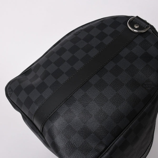新品同様 LOUIS VUITTON ルイヴィトン ボストン キーポルバンドリエール45 ダミエグラフィット N41418 ブラック シルバー金具 4a003079