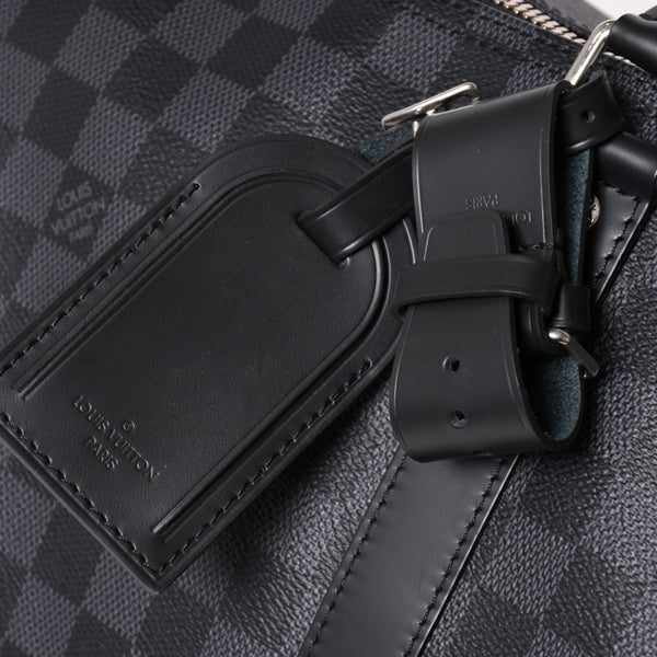 新品同様 LOUIS VUITTON ルイヴィトン ボストン キーポルバンドリエール45 ダミエグラフィット N41418 ブラック シルバー金具 4a003079