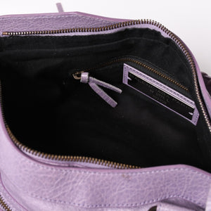 極美品 BALENCIAGA バレンシアガ エディターズ ザファースト 2WAY ハンドバッグ ラムスキン パープル スタッズ 103208 メタルブラック 中古 4a003082