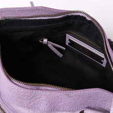 画像をギャラリービューアに読み込む, 極美品 BALENCIAGA バレンシアガ エディターズ ザファースト 2WAY ハンドバッグ ラムスキン パープル スタッズ 103208 メタルブラック 中古 4a003082