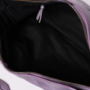 極美品 BALENCIAGA バレンシアガ エディターズ ザファースト 2WAY ハンドバッグ ラムスキン パープル スタッズ 103208 メタルブラック 中古 4a003082
