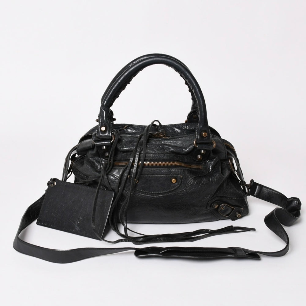BALENCIAGA バレンシアガ Classic Town クラシック タウン 2WAYバッグ 240579 アリーナラムスキン ブラック 良品 中古 4a002746